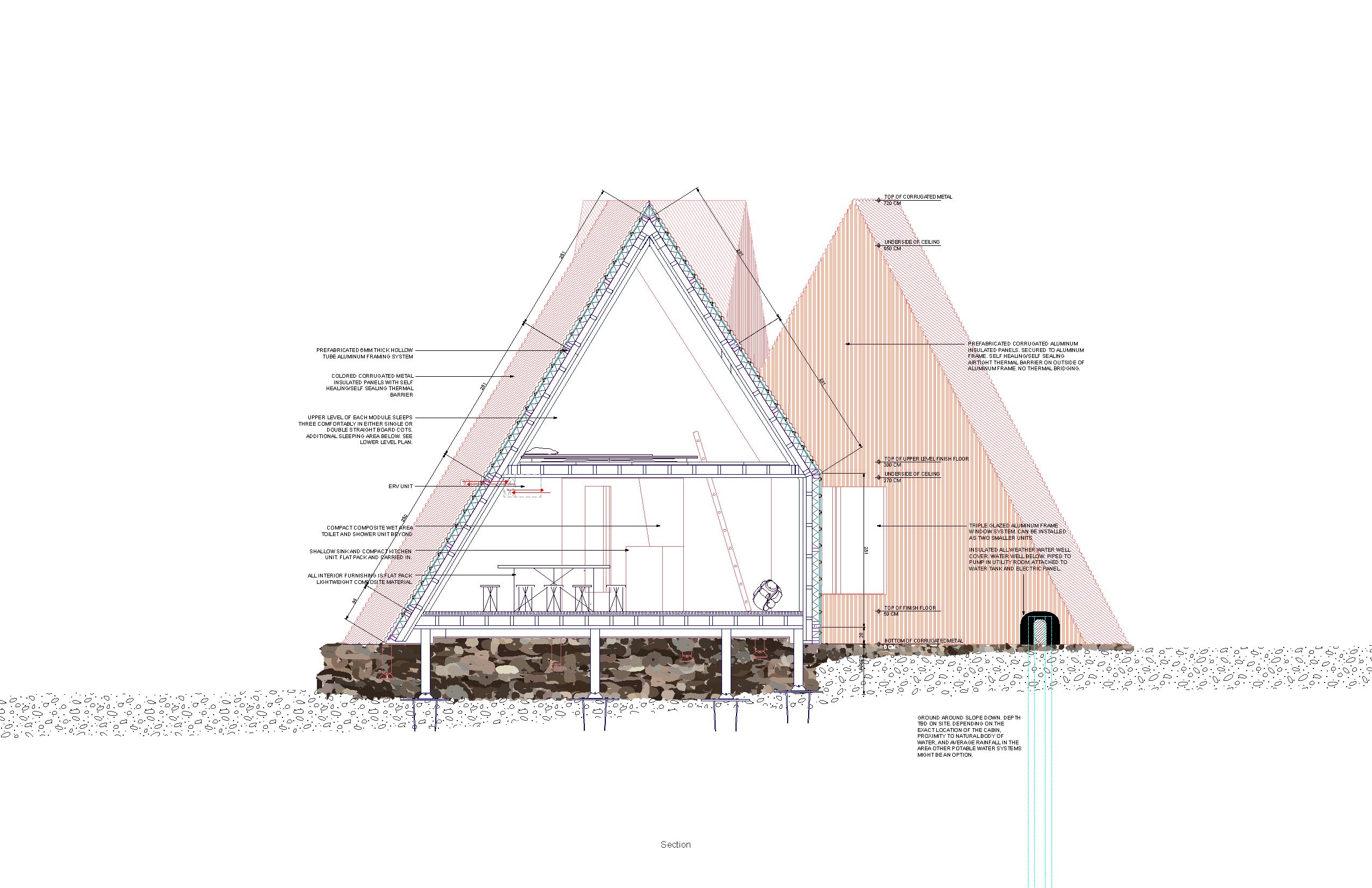Cabins (elevation drawing), 2016, Project Proposal